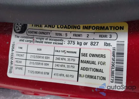 2012 Ford Focus Se z USA, uszkodzony, nr VIN 1FAHP3F20CL380779